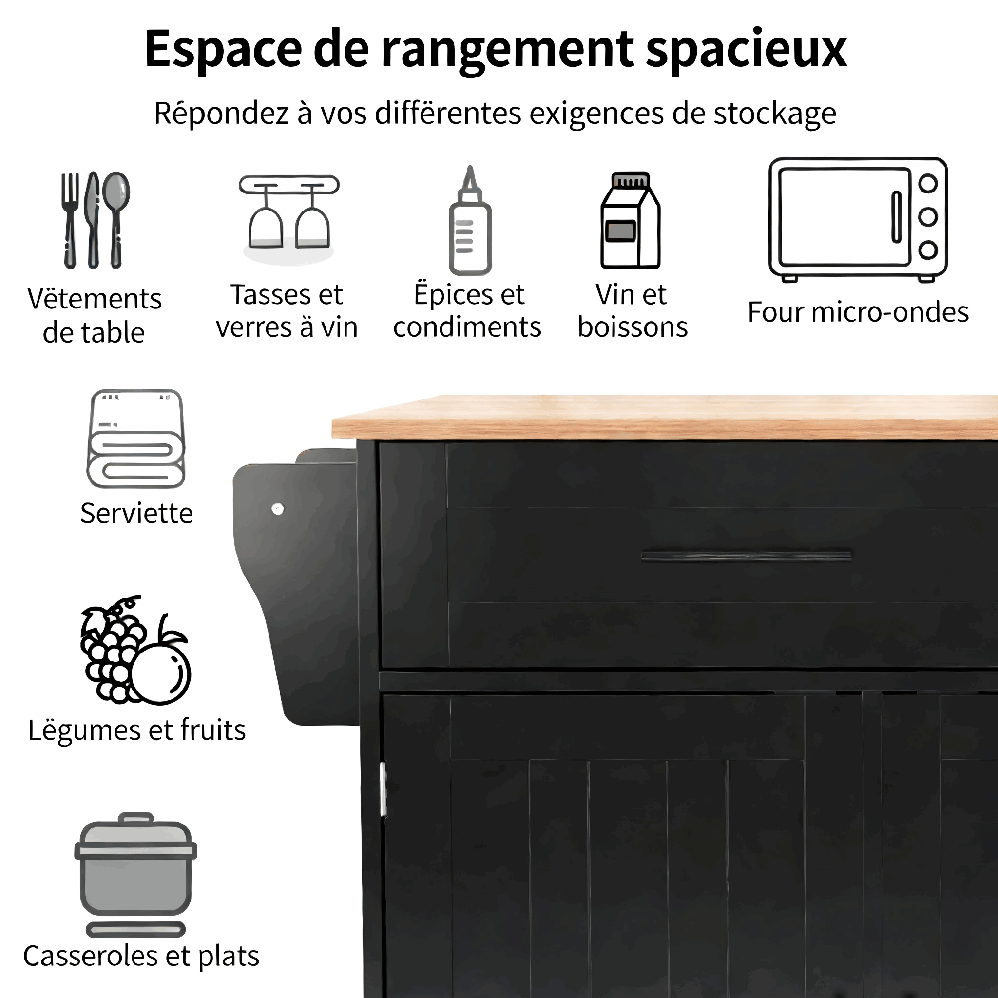 Chariot à dîner plateau pliable 30cm