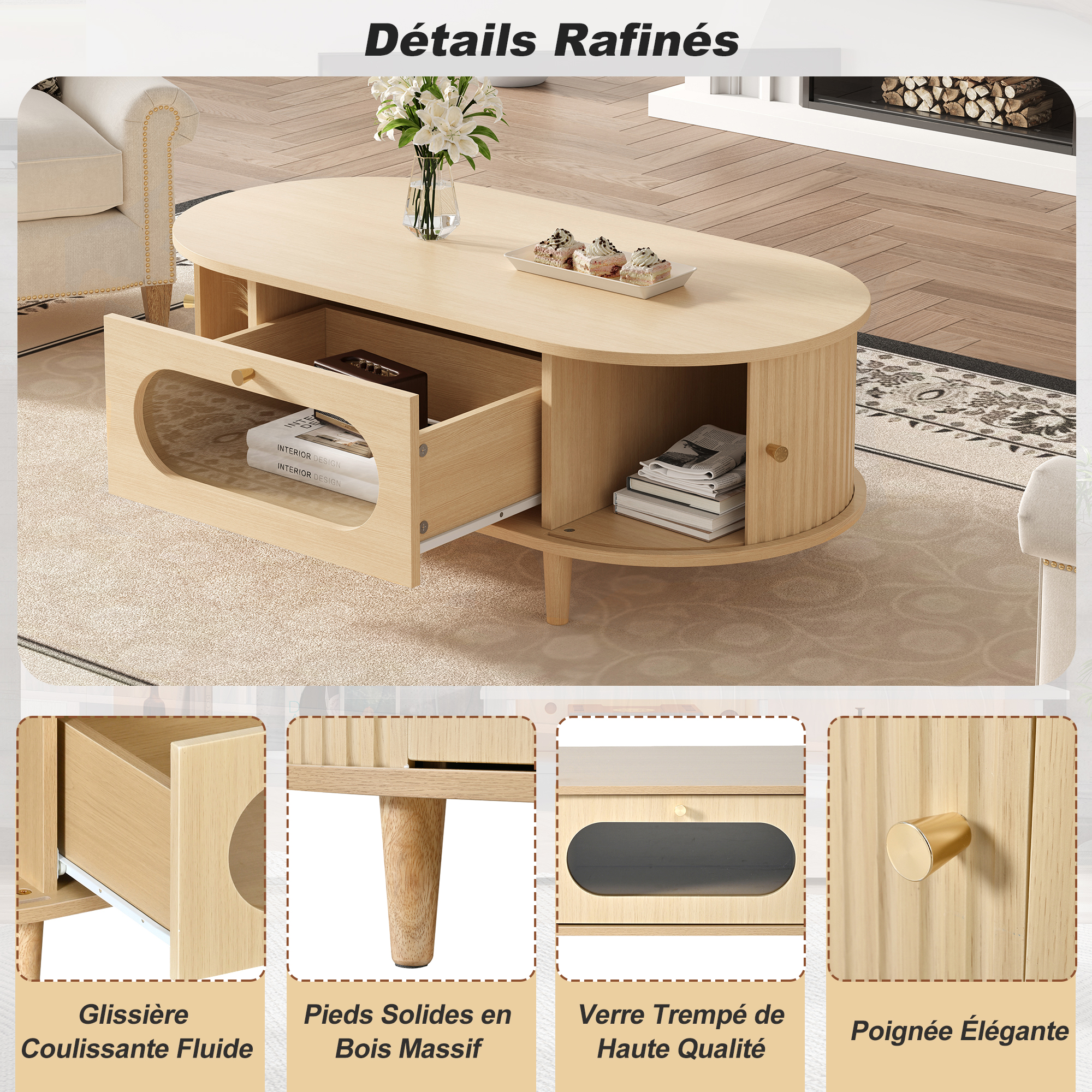 Table basse chêne vue 3