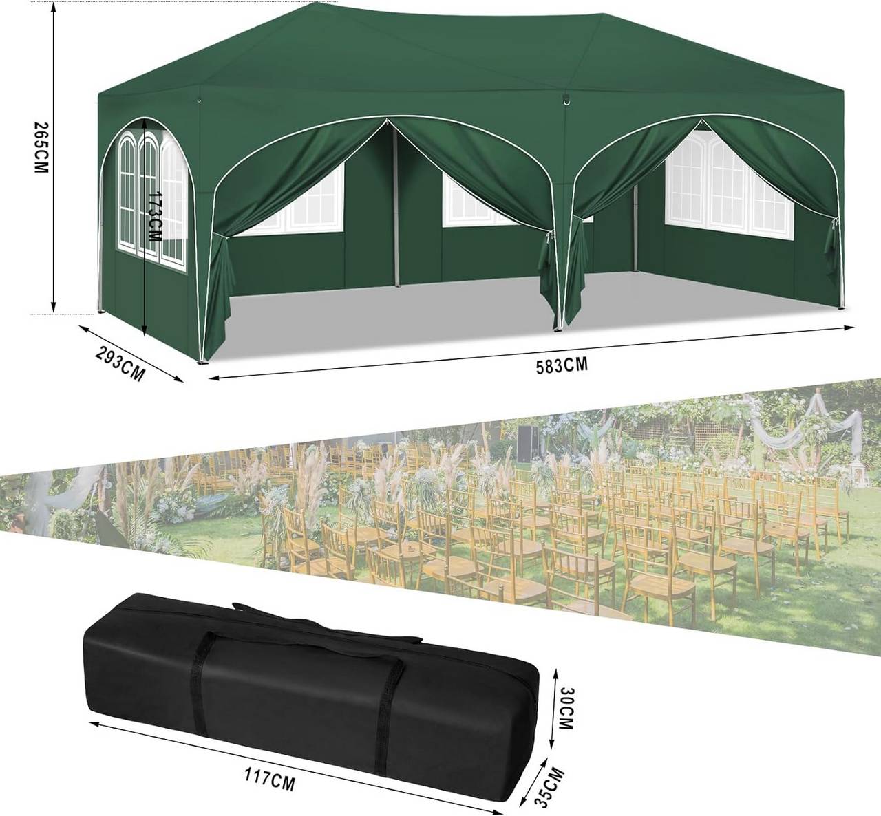 Gazebo 3x6m Gris