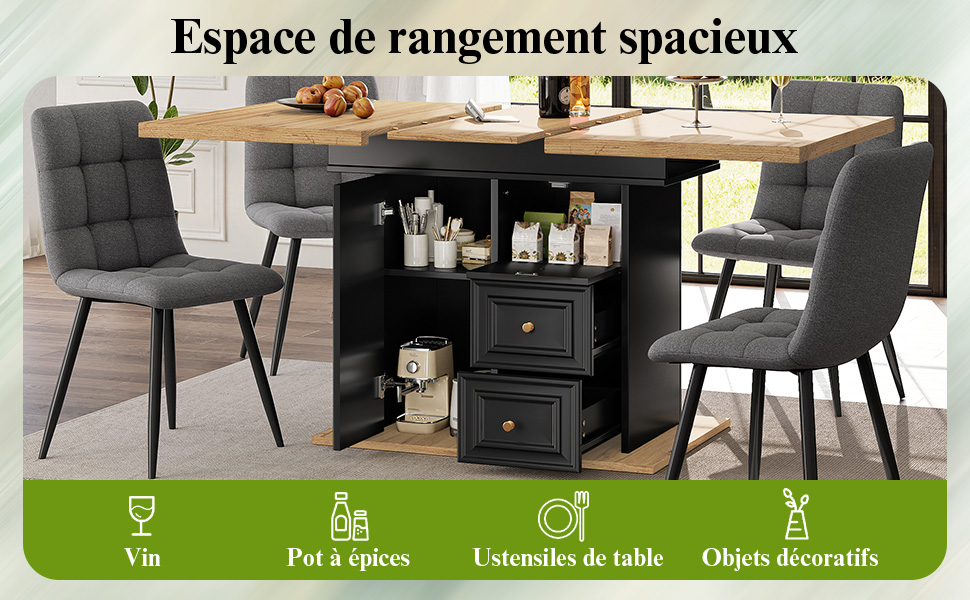 Table à manger style bois pour cuisine et salon