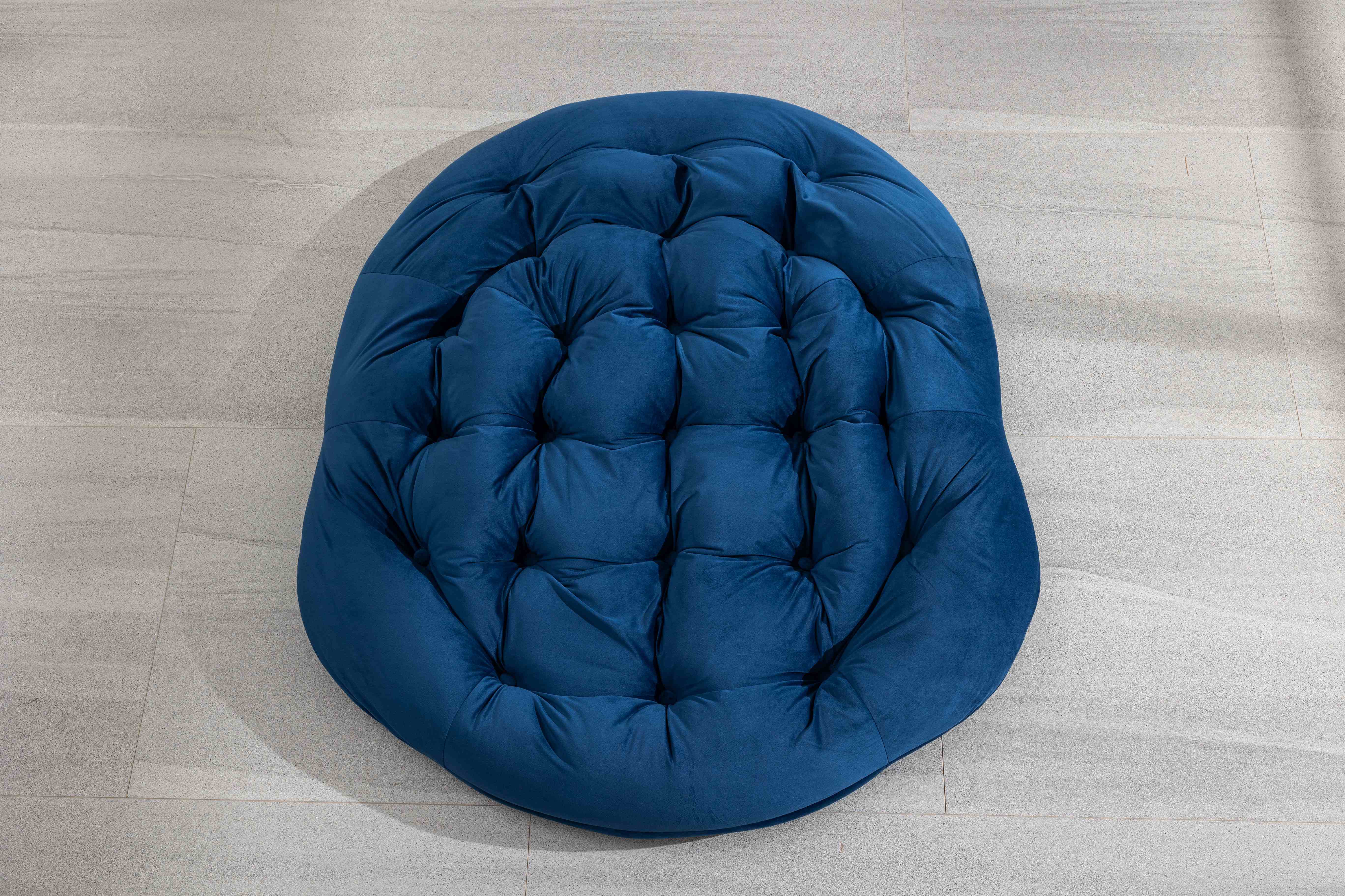 Détail rotin bleu marine haute qualité