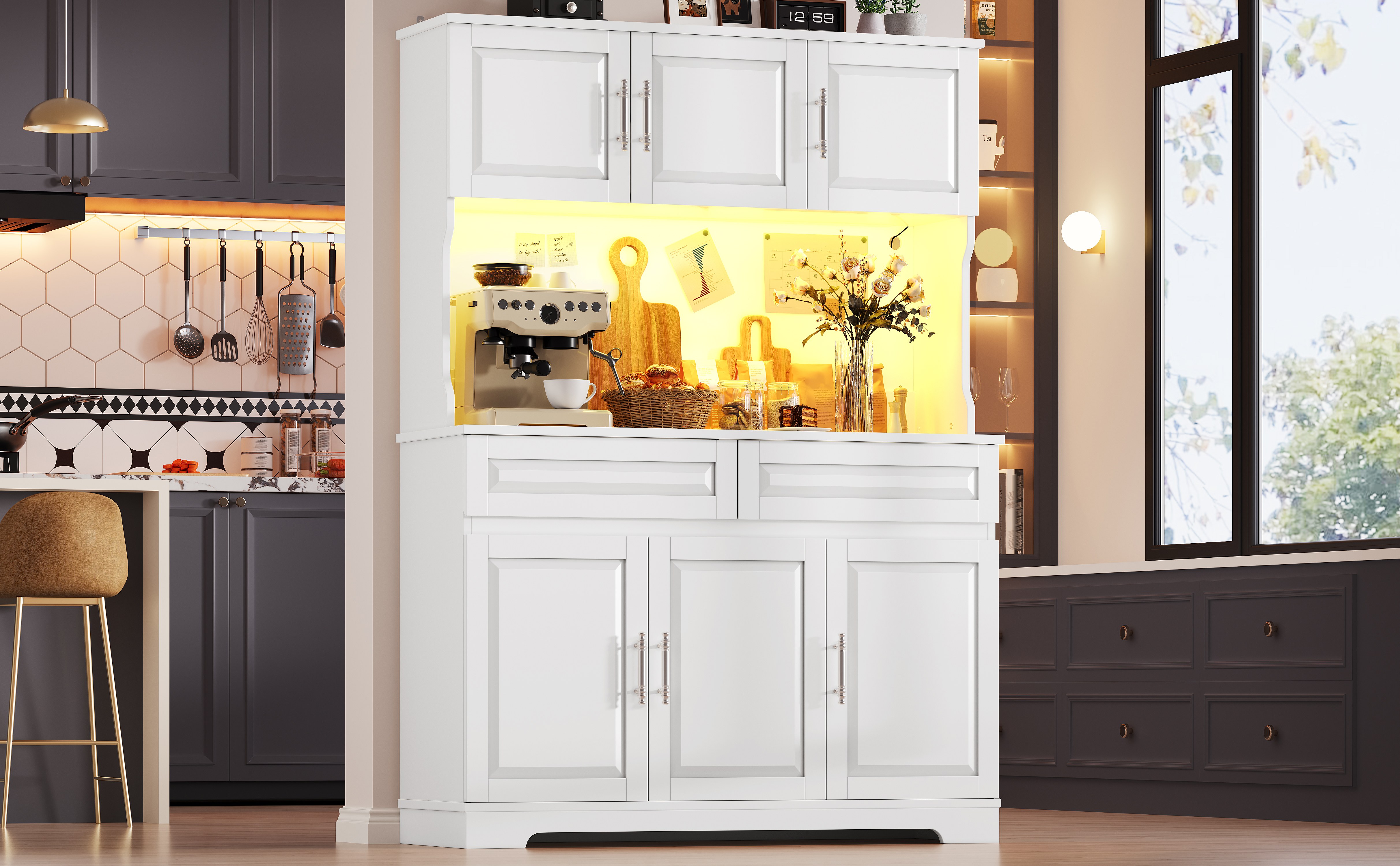 Armoire haute cuisine avec éclairage LED intelligent