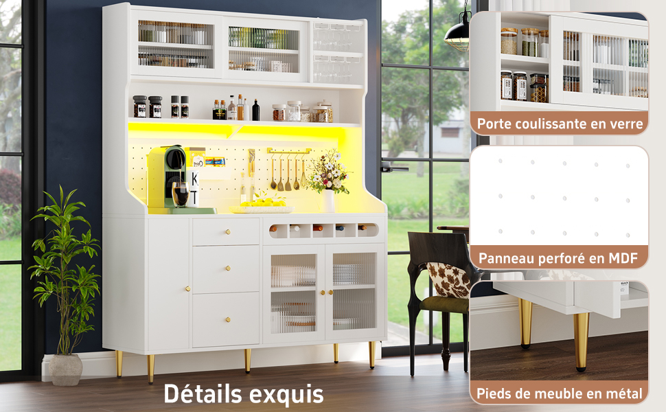 Hochschrank porte coulissante en verre