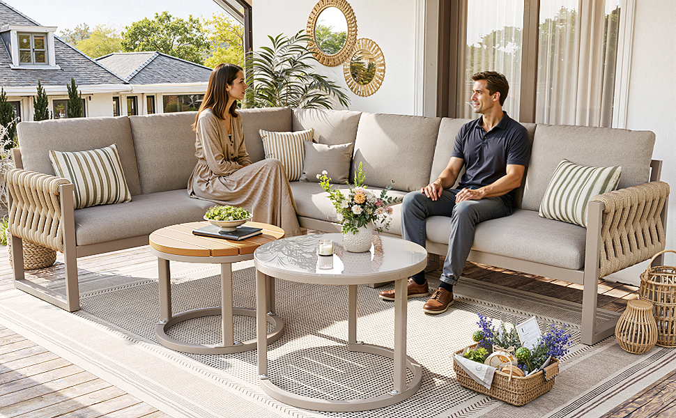 Ensemble canapé extérieur combinable forme L/U