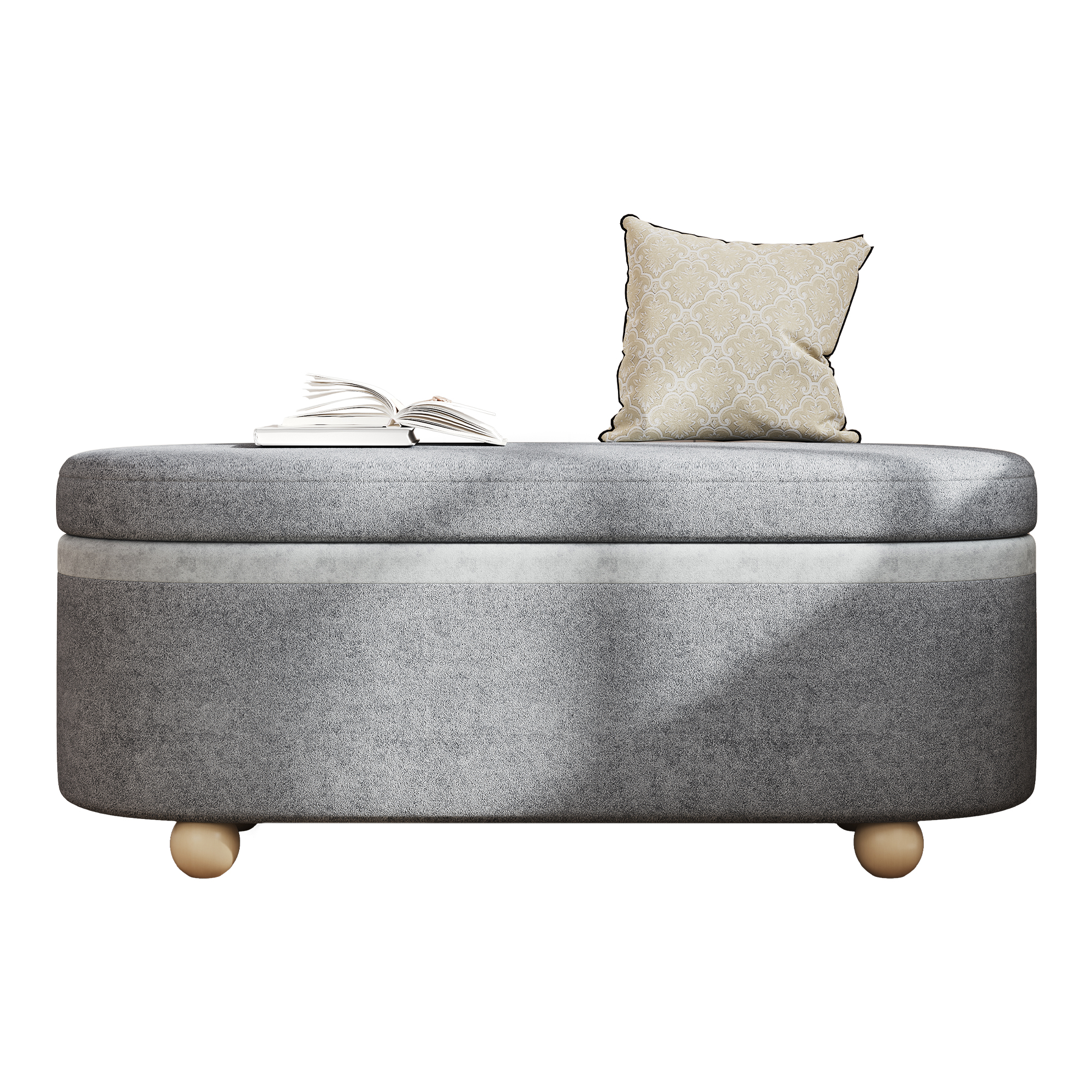 Pieds en bois massif de la banquette gris