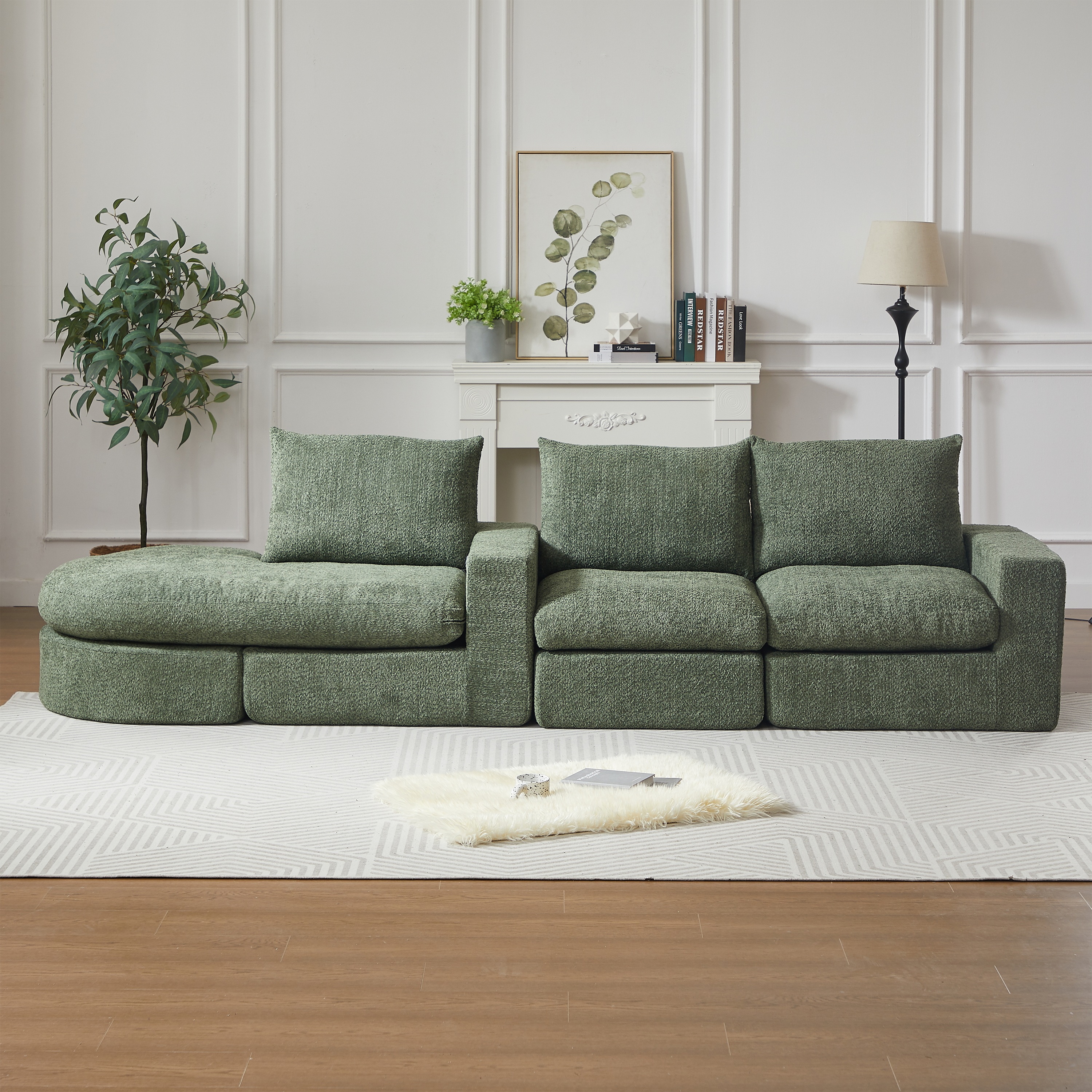 Canapé chenille design modulaire 4 modules