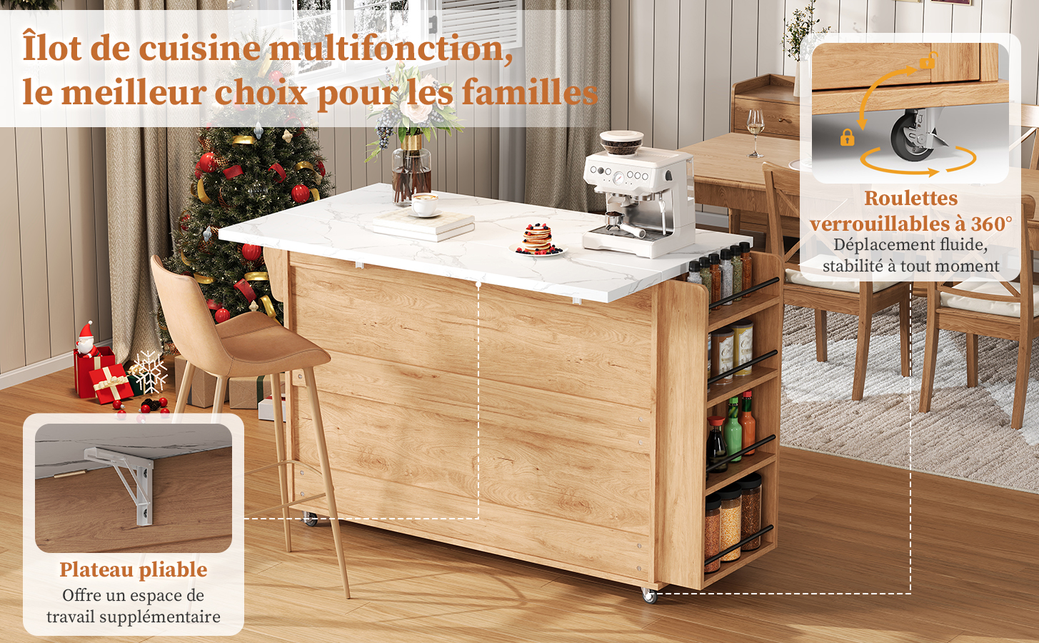 Chariot plateau rabattable extension 45-70cm