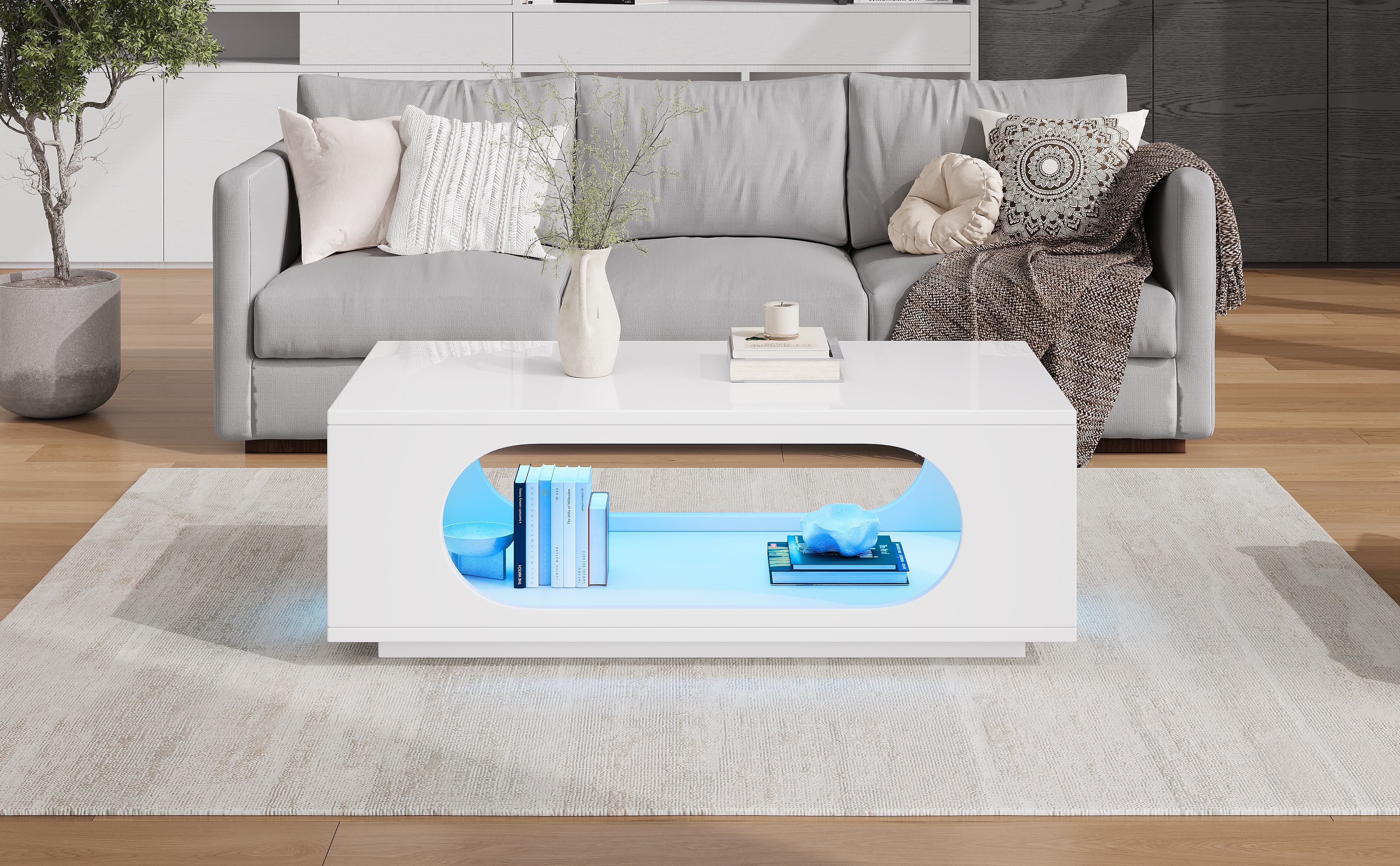 Table basse LED blanche vue 1