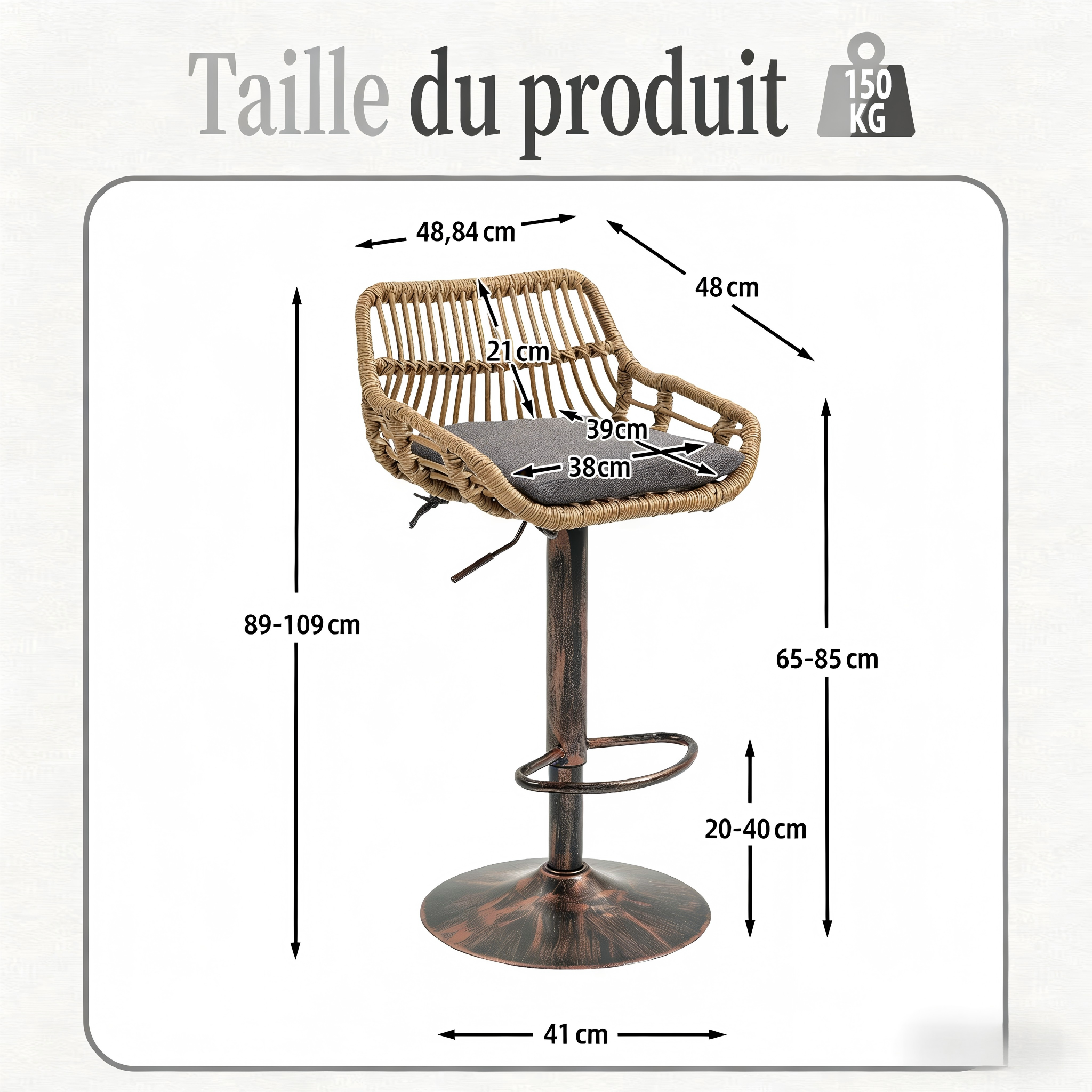 Tabouret bar pivotant 360°
