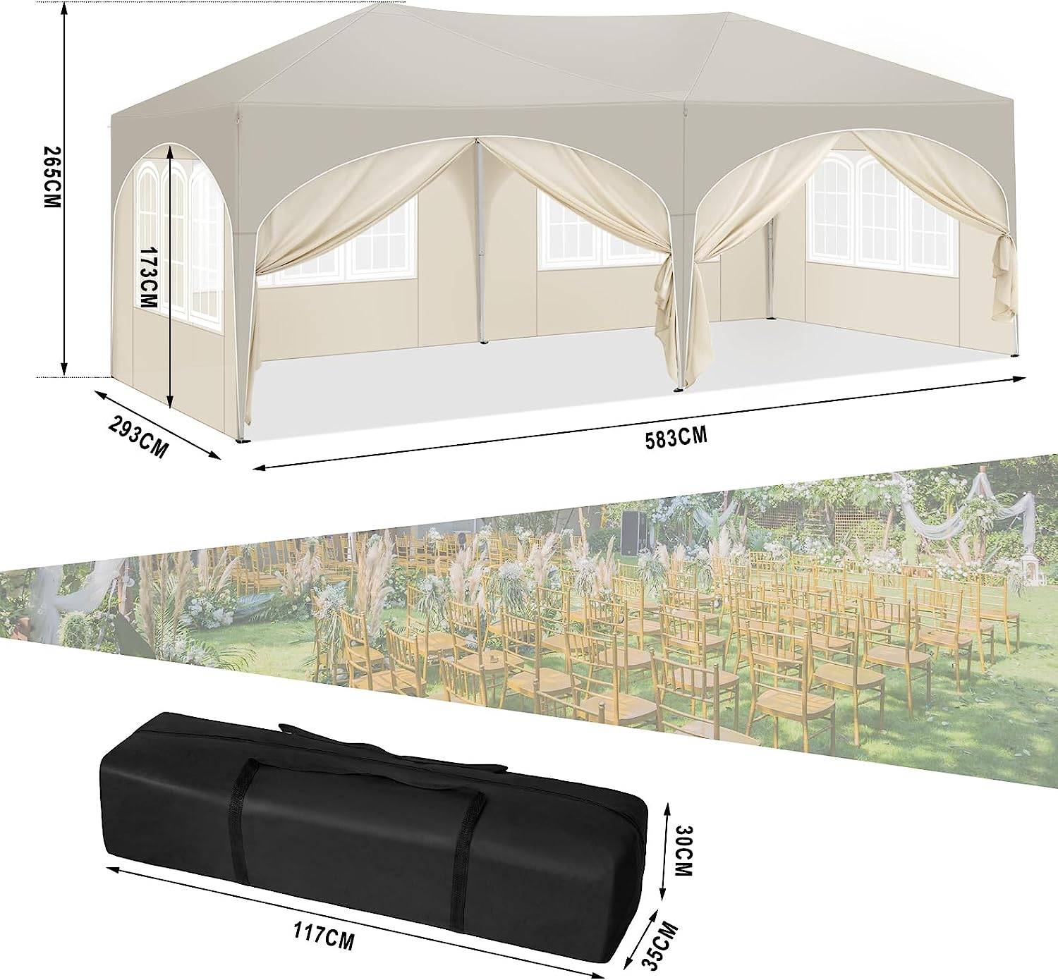 Gazebo 3x6m Beige