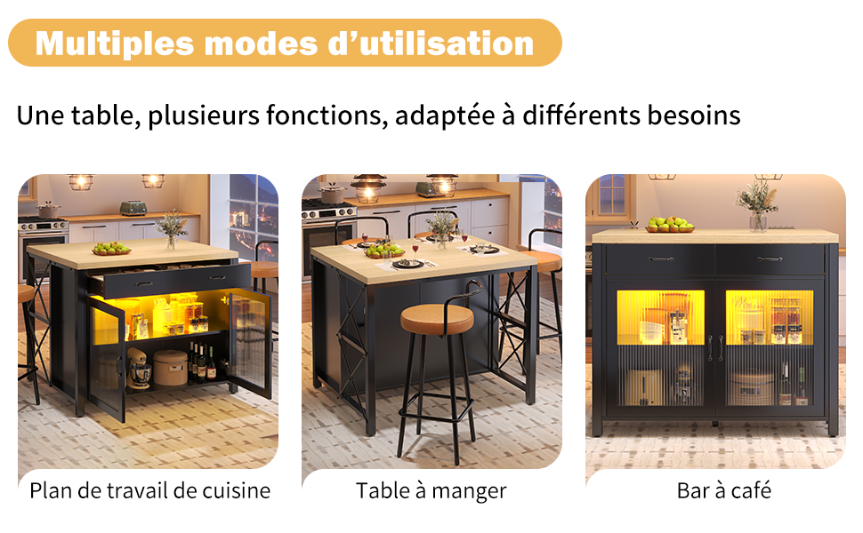 Îlot cuisine polyvalent design minimaliste