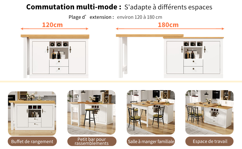 Table bar sideboard espace de rangement généreux
