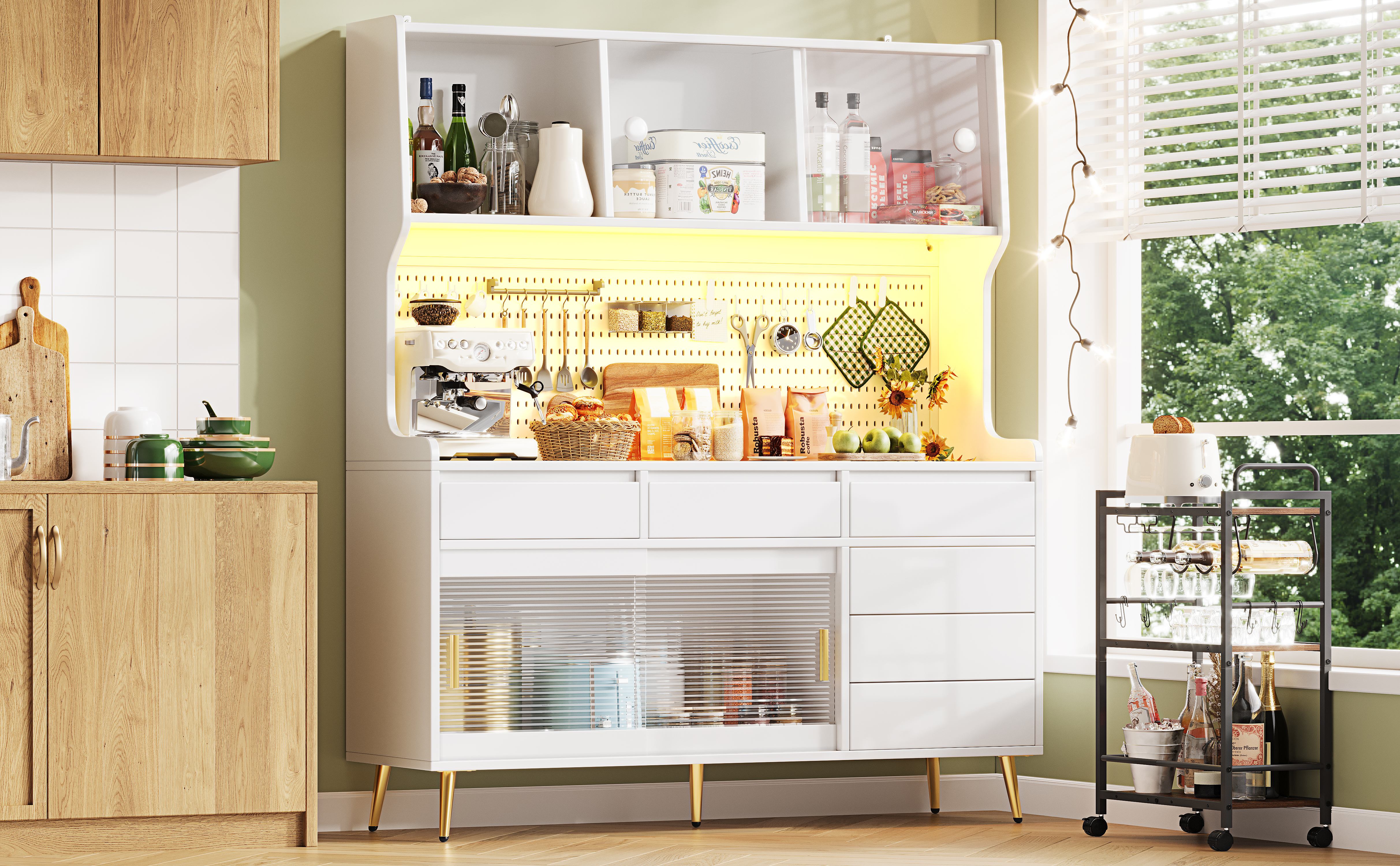 Hochschrank cuisine design moderne verre cannelé