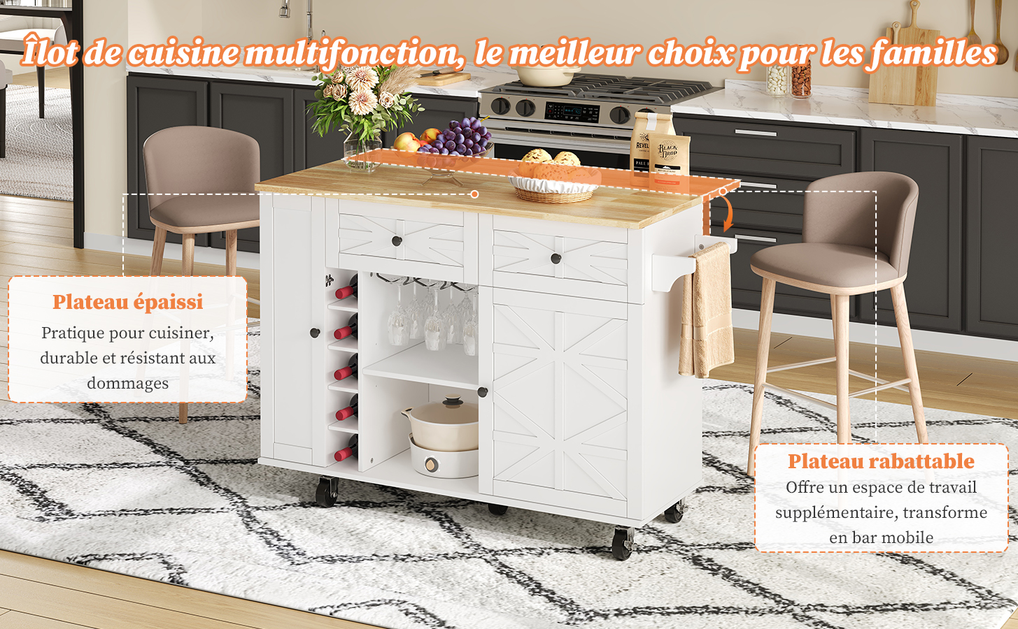 Chariot de cuisine design moderne et pratique