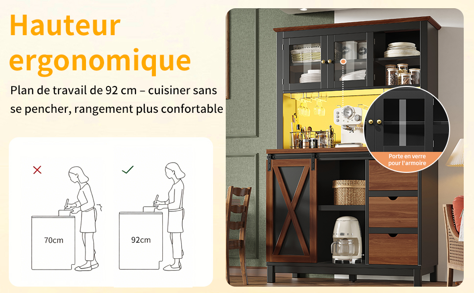 Placard avec surface de travail ergonomique