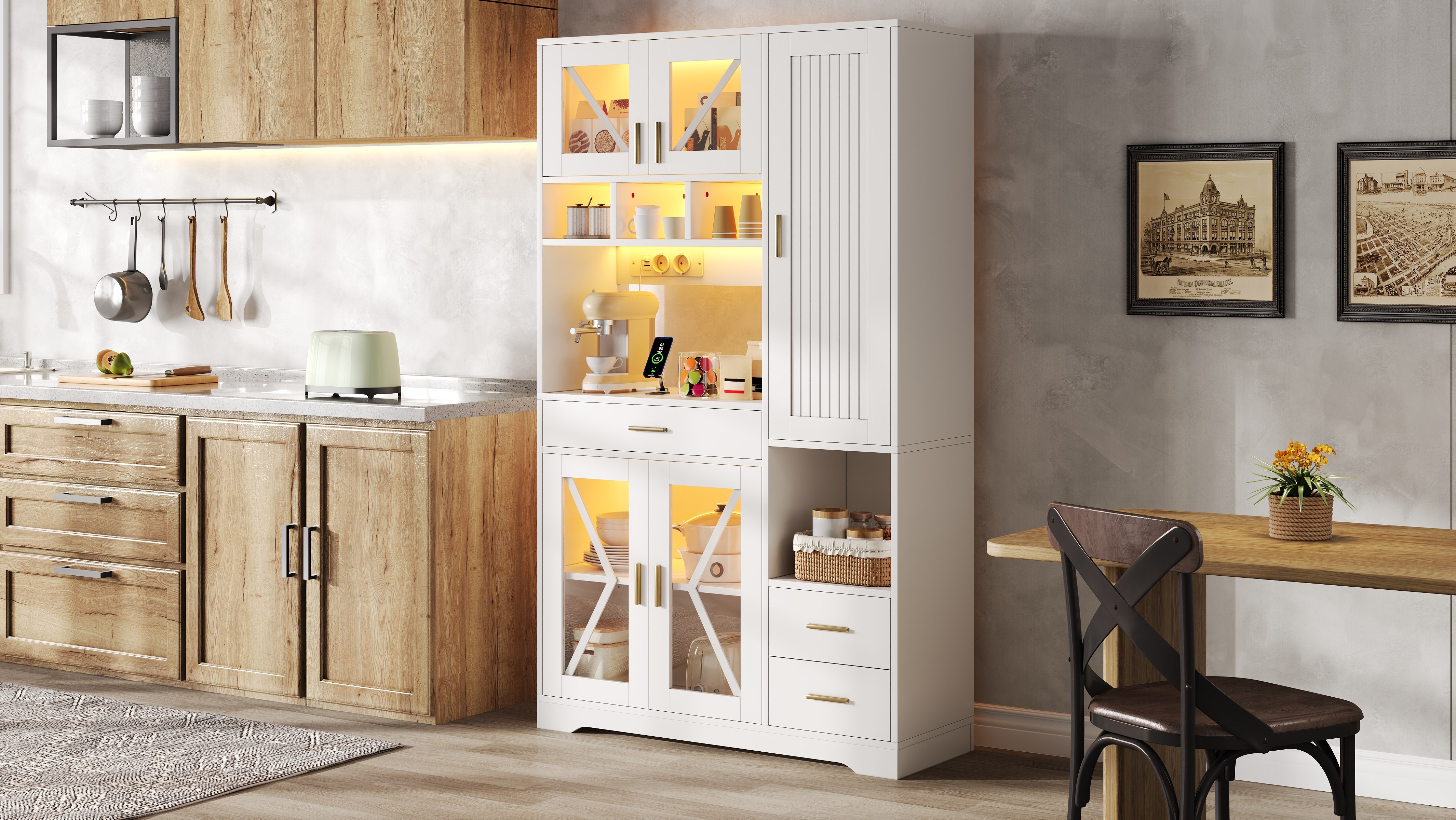 Buffet vintage avec éclairage LED RGB