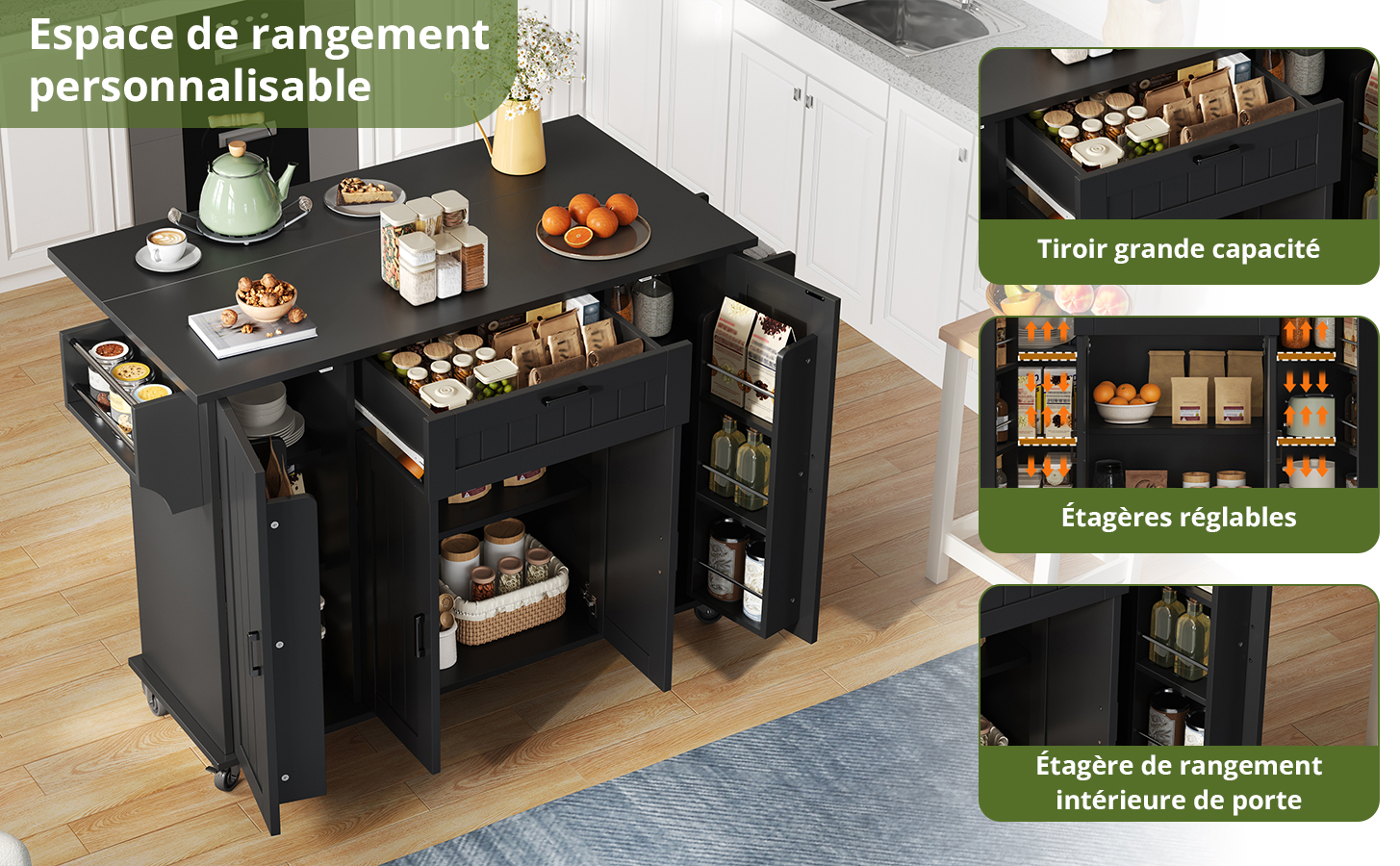 Chariot von cuisine mit Abmessungen ergonomiques