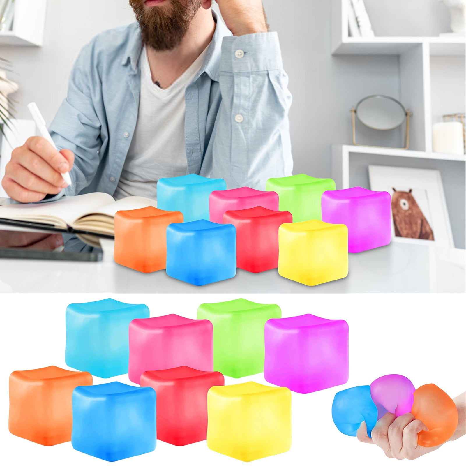 Stretchy Fidget Toys for Anxiety Relief, Cebalnir 5.5cm Squishy Cube, Pull Stretch Fidgets for Classroom Prize Box Toys, Classroom Reward for Student