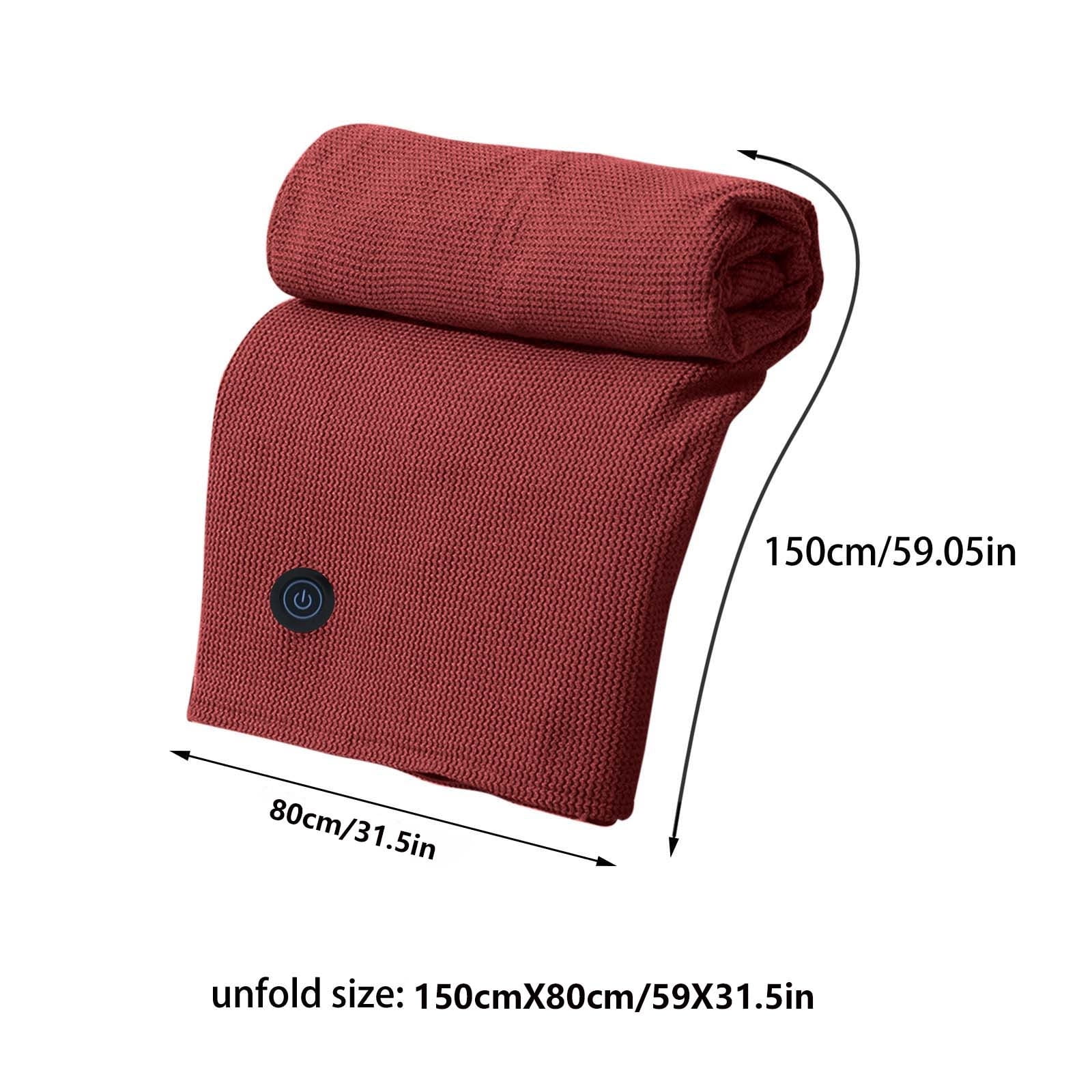 USB Heated Blanket with Zipper, Wearable Portable Heated Throw for Home, Office, Travel, Soft Cozy Shawl Blanket, Adjustable Temperature, Quick Heating, Machine Washable, for Winter Comfort