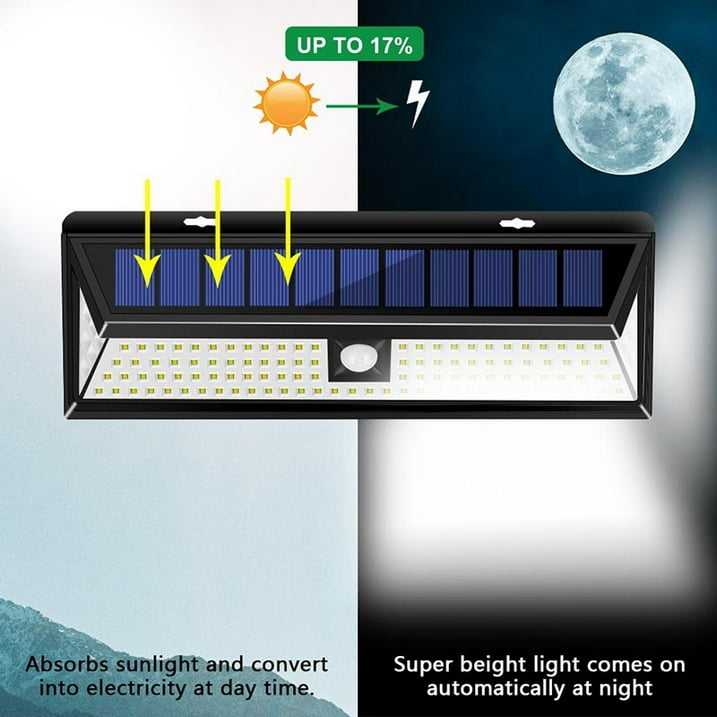 Lampada da parete solare Litom con sensore di movimento, 1000LM super luminosa, per la sicurezza domestica, giardino, patio, vialetto, cortile, confezione da 1/2/4
