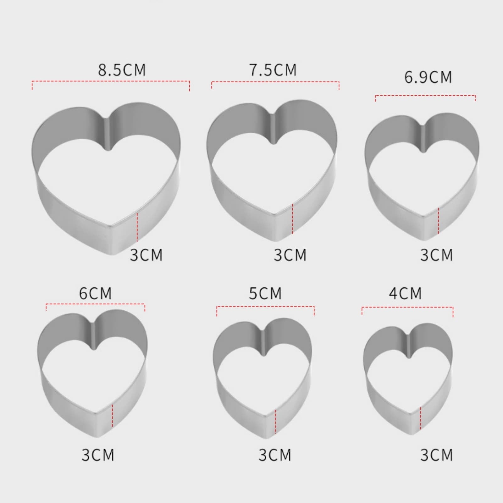 Heart Shaped Cookie Cutter，Heart Cookie Cutter Set - 6 Pcs Heart Shaped Cookie Cutters For Valentines Day Holiday Birthday Party - Stainless Steel Heart Cookie Cutter
