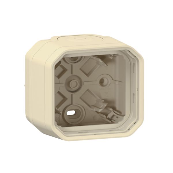 Boîtier saillie étanche Plexo 1 poste avec 2 embouts à membrane et 1 entrée - sable