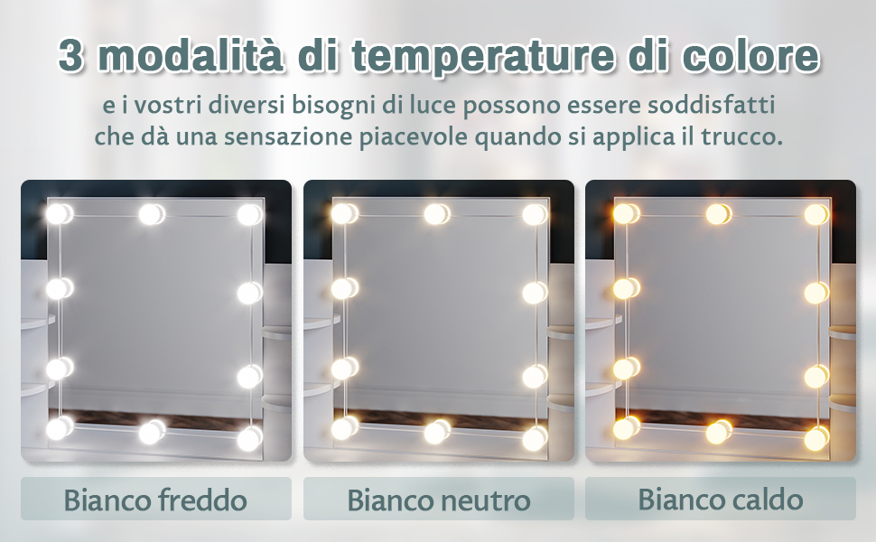 SONNI Tavolo per Cosmetici 108x40x140cm, Vanity Toeletta con Morbido  Sgaballo, con Luce per il Trucco, Moderno Mobile da Trucco - Bianca :  : Casa e cucina