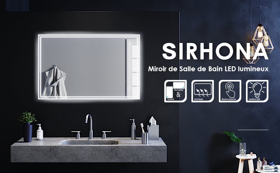 Espejo de baño LED con luces, espejo de tocador de baño con luz LED, espejo  LED para baño, espejo inteligente Bluetooth, 48 x 28 pulgadas, antivaho y