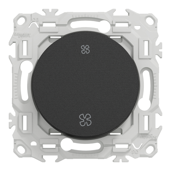 Schneider - Odace 2025 - LOT de 10 Interrupteurs ou poussoirs VMC 2 vitesses - 10AX - Noir onyx - Réf : S940233 x 10 - Vue de face