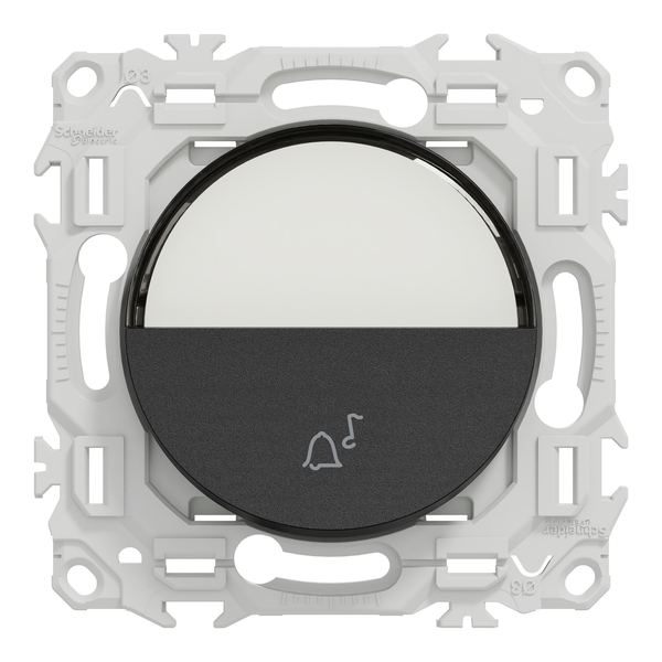 Schneider - Odace 2025 - LOT de 10 Boutons poussoir porte-étiquette - symbole carillon - Noir onyx - Réf : S940246 x 10 - Vue de face