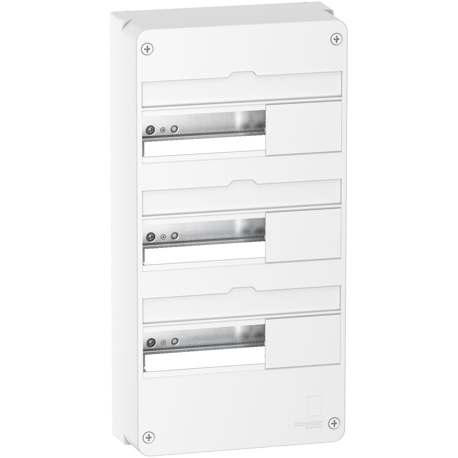Schneider - Resi9 - lot coffret de répartition avec porte Styl blanche - 3 rangées de 13 modules - blanc RAL 9003 - Réf : R9H13403 et R9H13423 - Vue de face