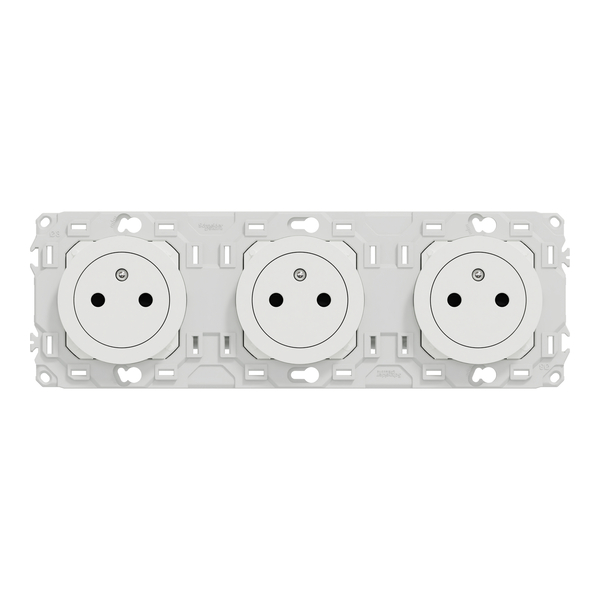 Schneider - Odace 2025 - Triple PC 2P+T affleurante - Précâblée - Blanc craie - Réf : S920072 - Vue de face