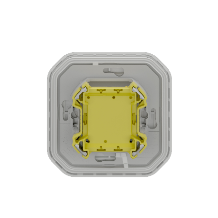 Plexo - poussoir NO-NF lumineux porte-étiquette étanche - finition gris - Réf : 069824L - Vue de dos