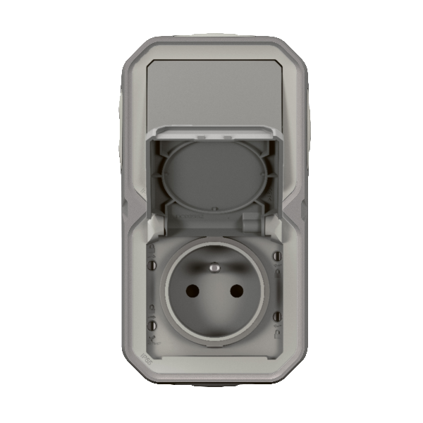 Legrand - Plexo L - Prise de courant + Interrupteur - Saillie - Gris - IP55/IK08 - Réf. : 069511L + 069551L + 069672L