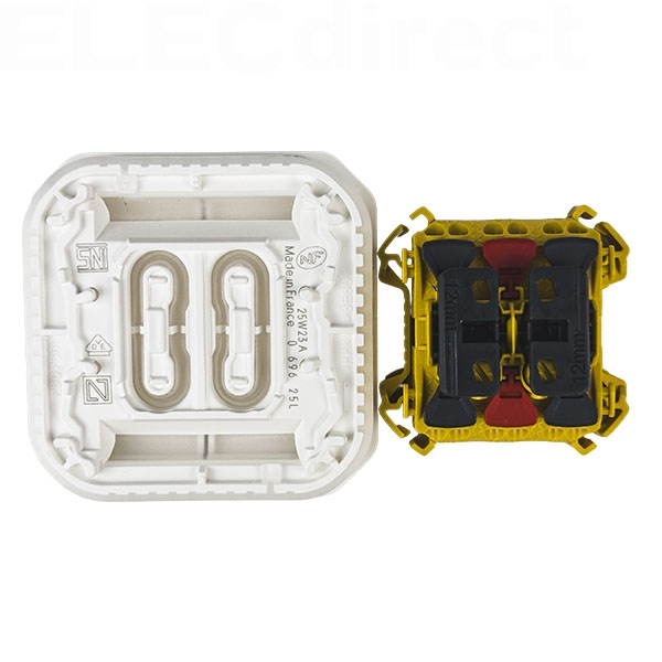 Plexo - commande double étanche pour réaliser 3 fonctions - finition blanc - Vue de face