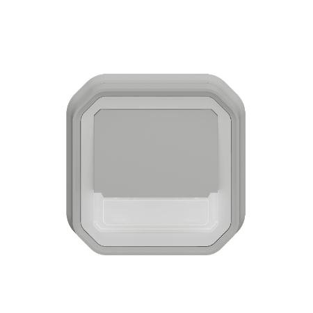 Plexo - poussoir NO-NF lumineux porte-étiquette étanche - finition gris - Réf : 069824L - Vue de face