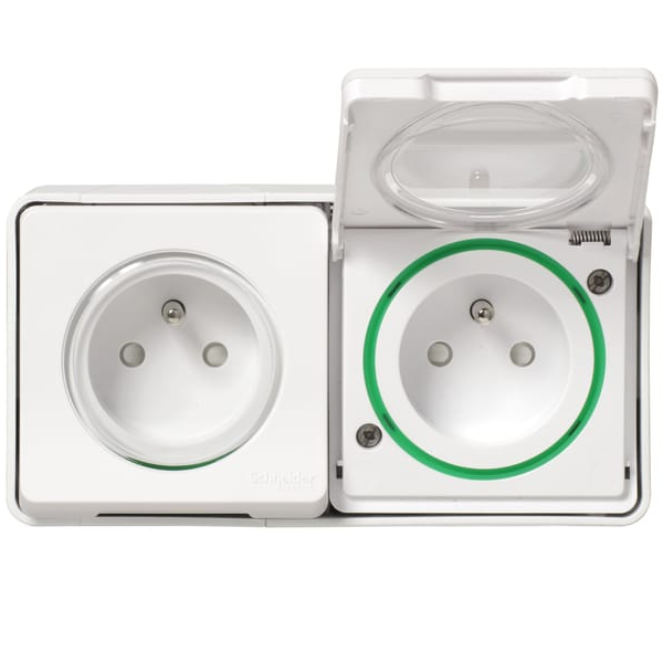 Schneider – Double prise 2P+T précâblée horizontale IP55 IK08 Mureva Styl – Réf : MUR36027