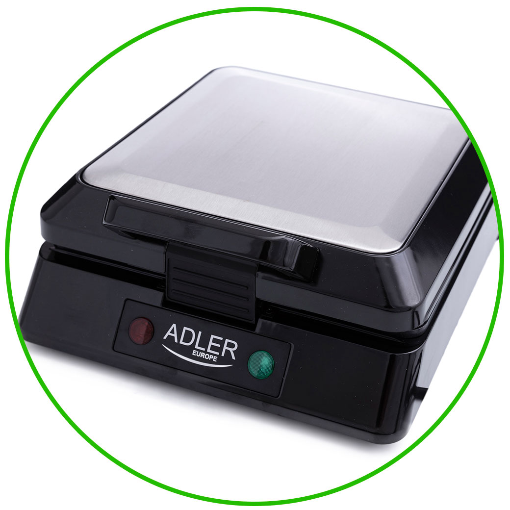Adler CR 3036 - Gofrera eléctrica profesional máquina hacer 4 gofres belgas, placa antiadherente, 1150W
