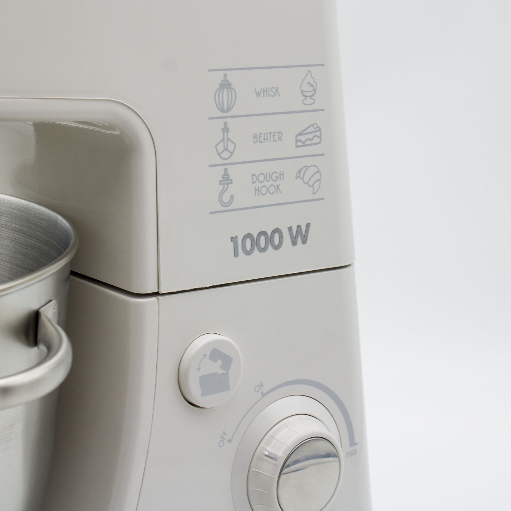 MPM MMR-12 Batidora Amasadora repostería Profesional Robot Cocina Orbital, Velocidad electrónica, 2 x BOL 4,2 litros, 1000W, Blanco