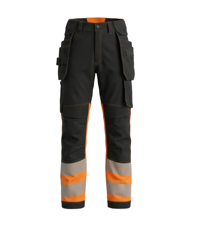 Combinación de algodón elástico más pantalones de alta visibilidad Clase 1