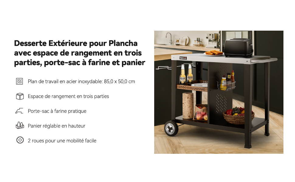 Desserte Pour Plancha Royal Gourmet-Chariot Pour Barbecue Avec Table D
