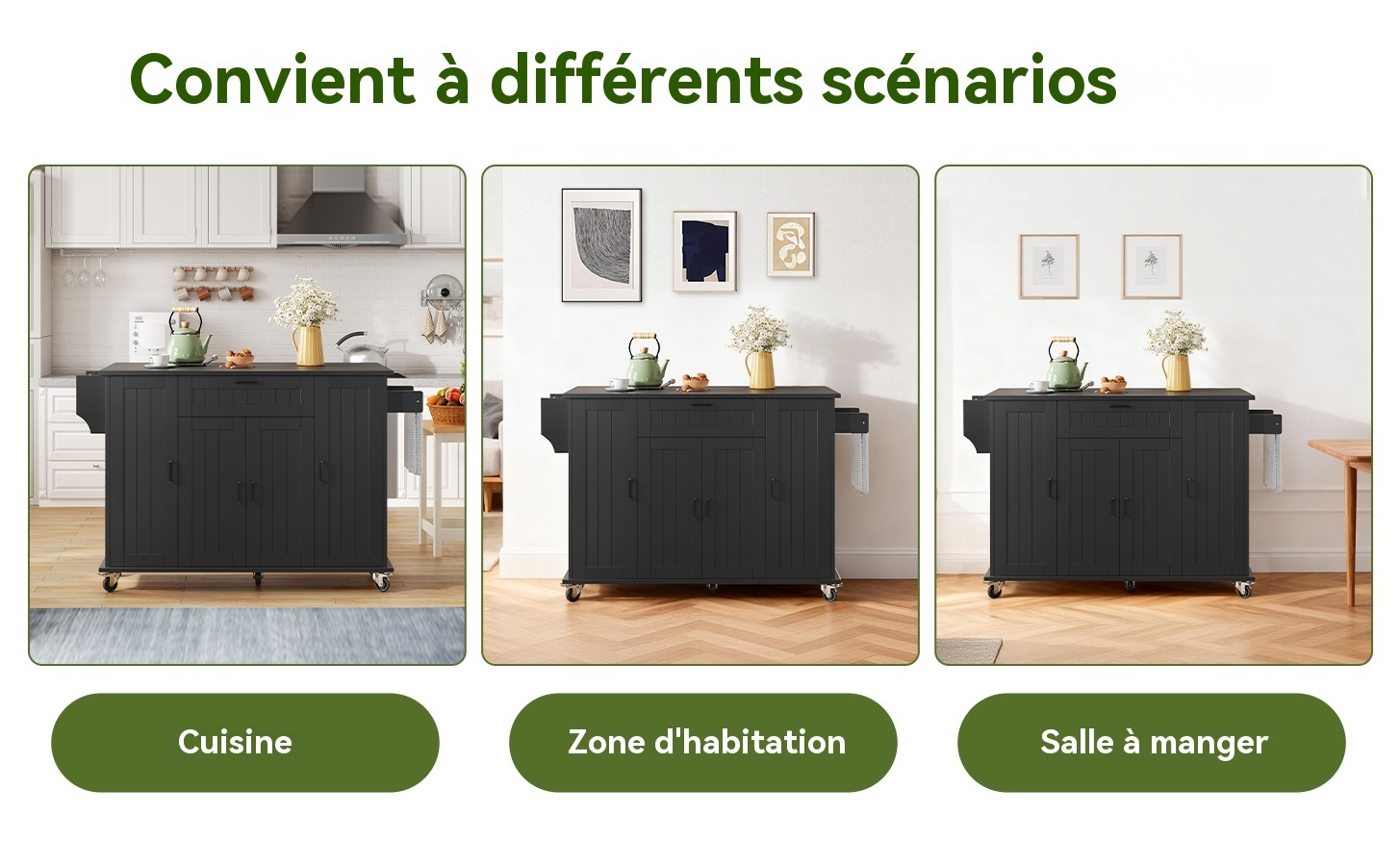 Chariot de cuisine - Structure stable avec roulettes
