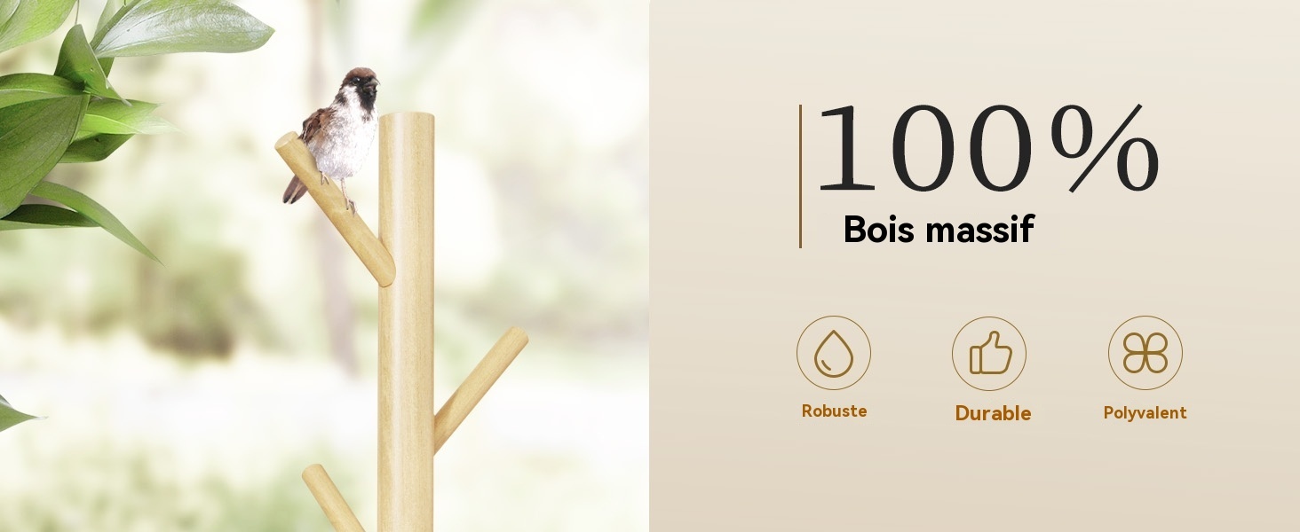 Structure robuste en bois du porte-manteau