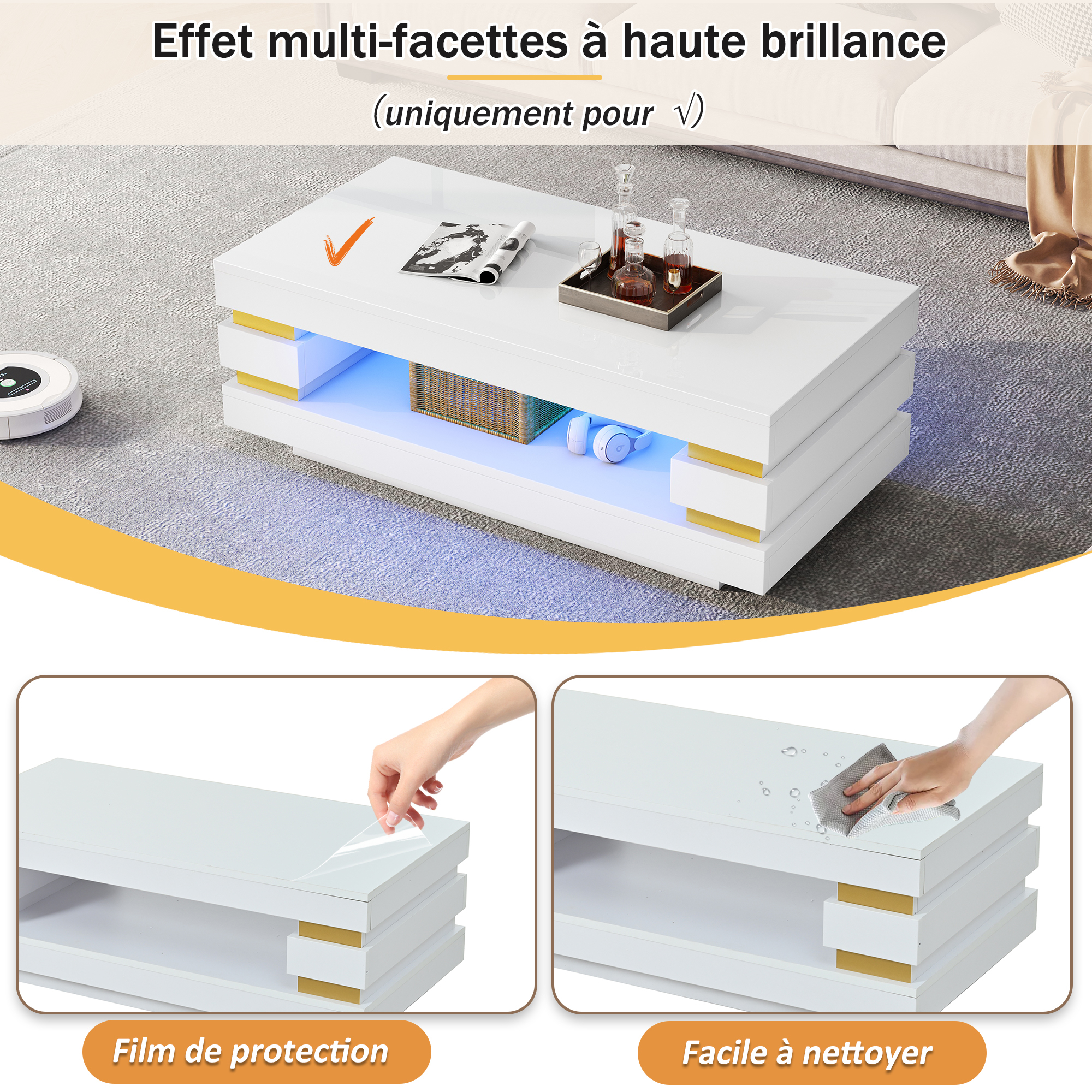 Surface brillante facile à nettoyer