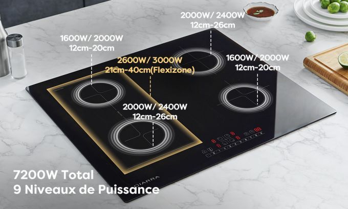 ciarra table induction 4 zones modulable