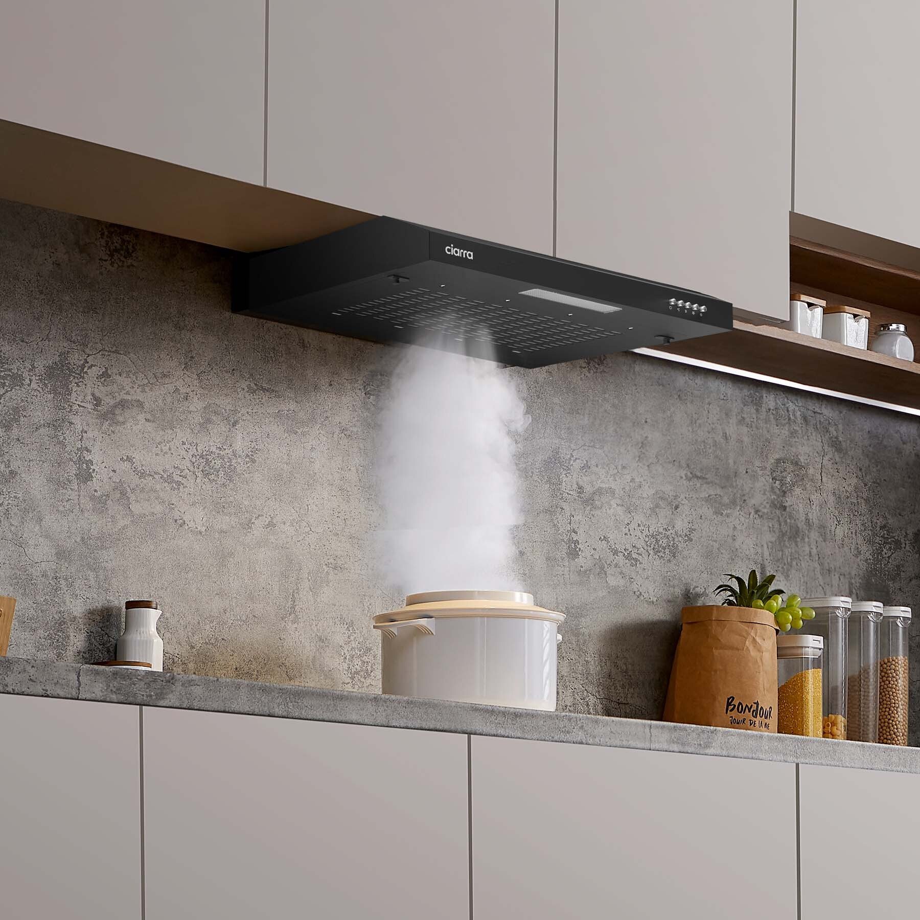 hotte casquette noire 60cm