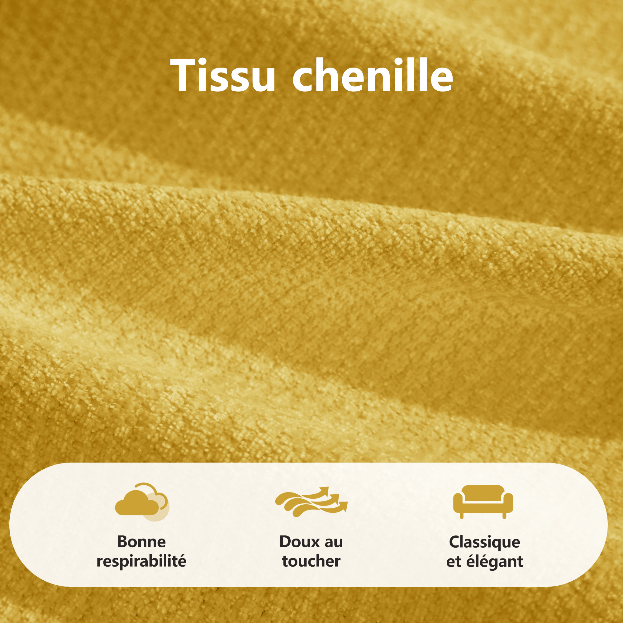 Revêtement en chenille jaune du canapé modulable