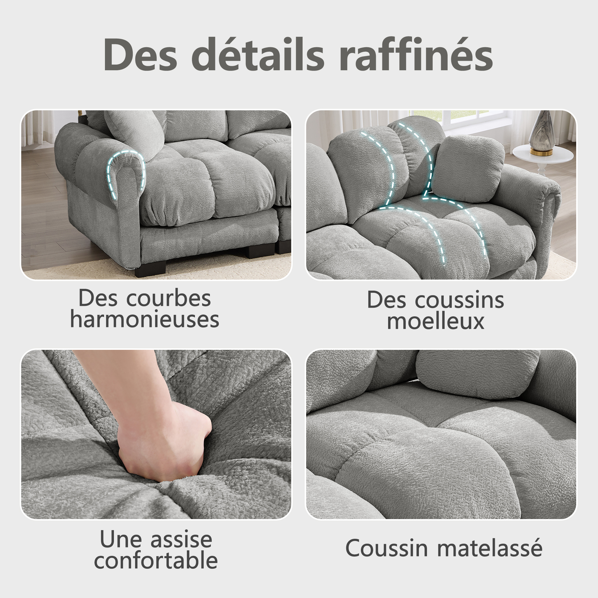 Coussin décoratif inclus avec le canapé modulable