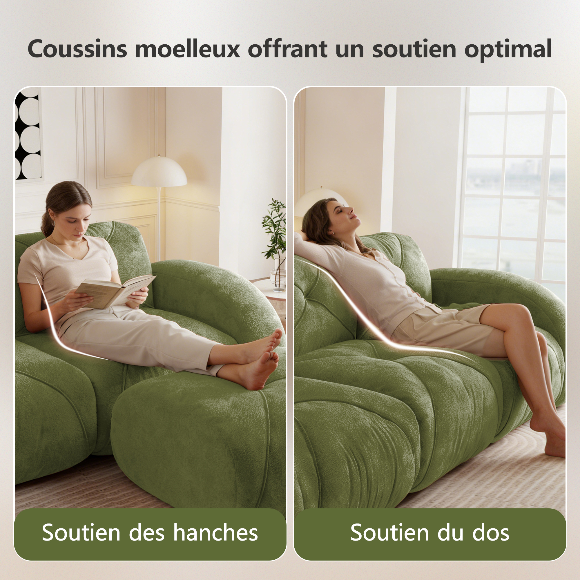 Configuration modulable du canapé en chenille