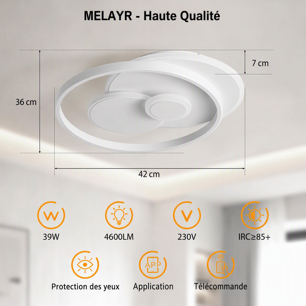 Plafoniera LED doppio anello nero